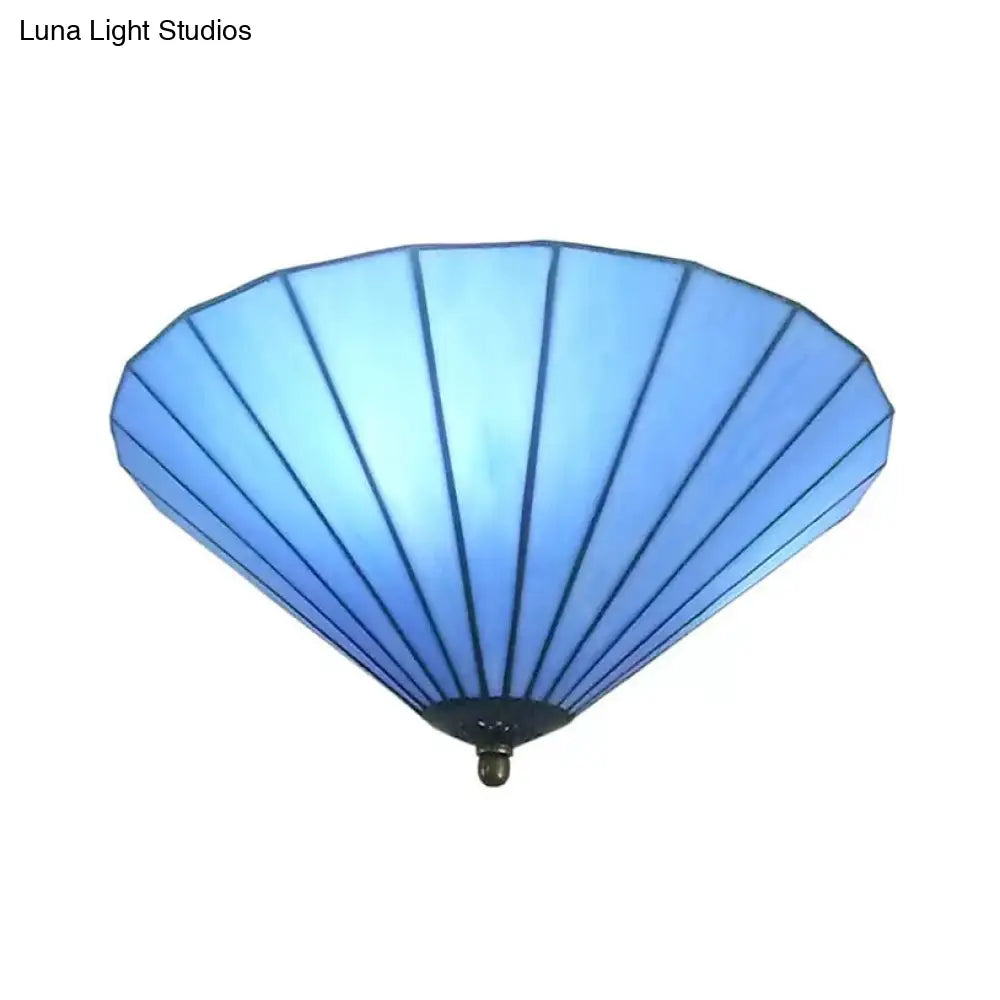 DecorBites™ DecorBites™ Tiffany-Style Cone Flush Mount Ceiling Light in Blue/White for Bedroom
