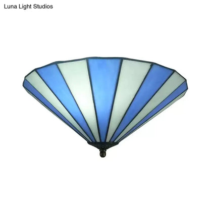 DecorBites™ DecorBites™ Tiffany-Style Cone Flush Mount Ceiling Light in Blue/White for Bedroom