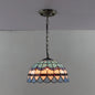 Tiffany-Style Dome Pendant Light - 12" Wide Glass Hanging Lamp for Living Room