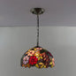 Tiffany-Style Dome Pendant Light - 12" Wide Glass Hanging Lamp for Living Room