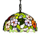 Tiffany-Style Green Stained Glass Bowl Pendant Light with 1 Hanging Lamp