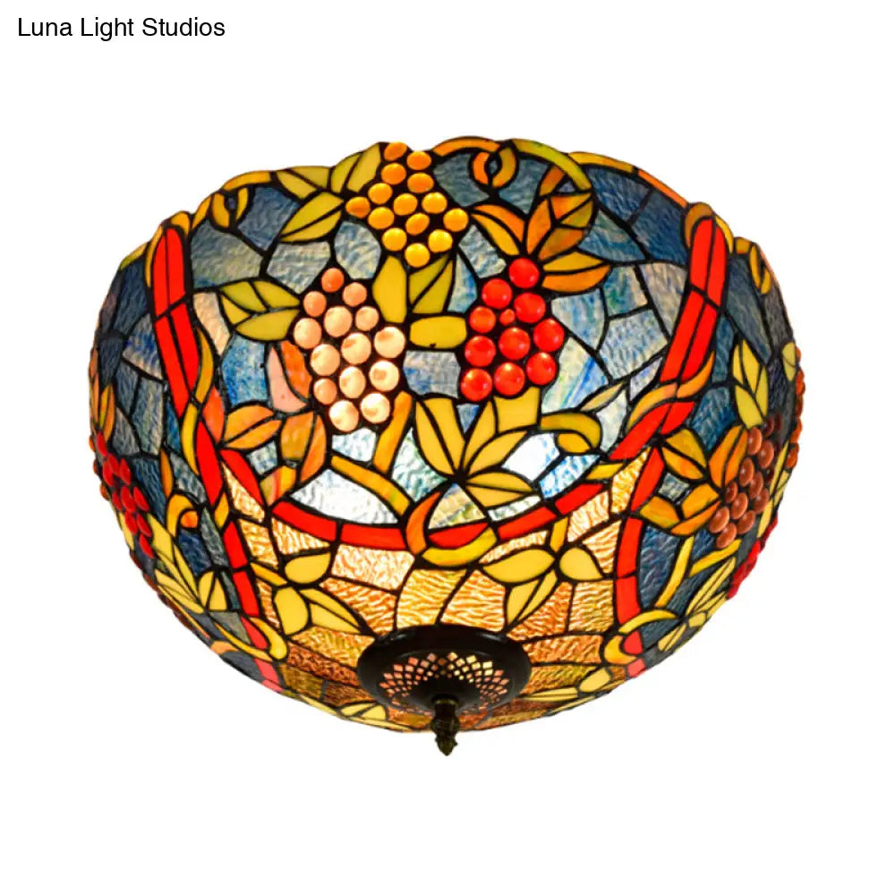 DecorBites™ DecorBites™ Tiffany-Style Leafy Ceiling Flush Mount Light Fixture - 2/5 Heads Bronze - 12"/16.5" Width