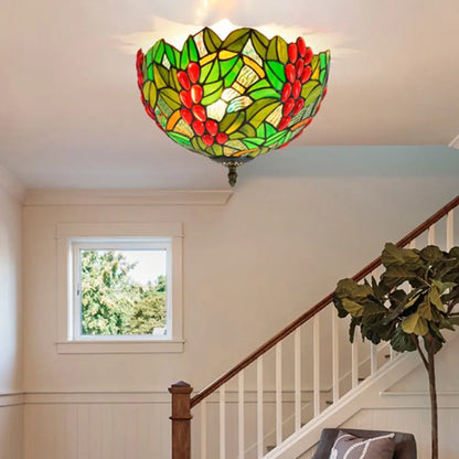 DecorBites™ DecorBites™ Tiffany-Style Leafy Ceiling Flush Mount Light Fixture - 2/5 Heads Bronze - 12"/16.5" Width