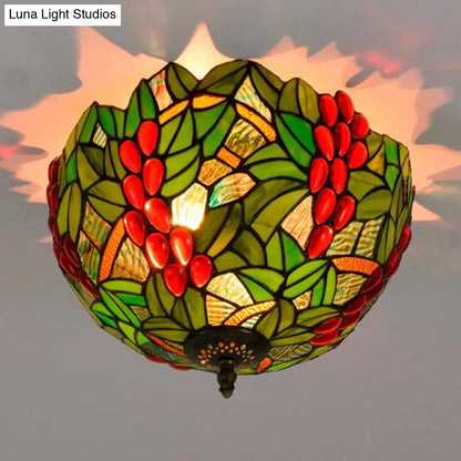 DecorBites™ DecorBites™ Tiffany-Style Leafy Ceiling Flush Mount Light Fixture - 2/5 Heads Bronze - 12"/16.5" Width