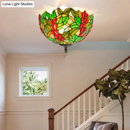 DecorBites™ DecorBites™ Tiffany-Style Leafy Ceiling Flush Mount Light Fixture - 2/5 Heads Bronze - 12"/16.5" Width