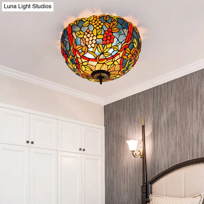 DecorBites™ DecorBites™ Tiffany-Style Leafy Ceiling Flush Mount Light Fixture - 2/5 Heads Bronze - 12"/16.5" Width