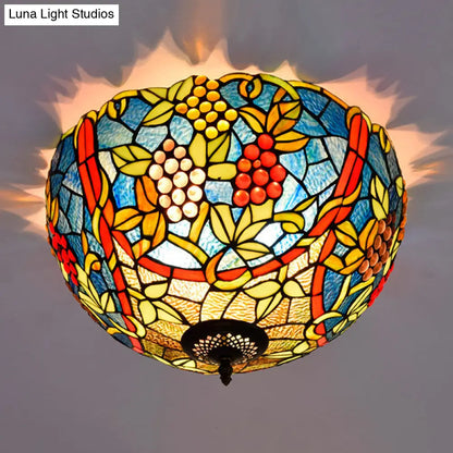 DecorBites™ DecorBites™ Tiffany-Style Leafy Ceiling Flush Mount Light Fixture - 2/5 Heads Bronze - 12"/16.5" Width