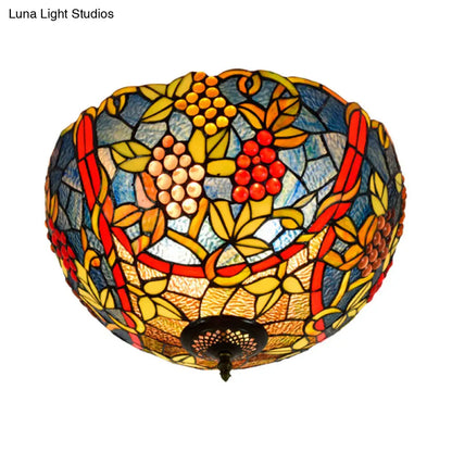 DecorBites™ DecorBites™ Tiffany-Style Leafy Ceiling Flush Mount Light Fixture - 2/5 Heads Bronze - 12"/16.5" Width