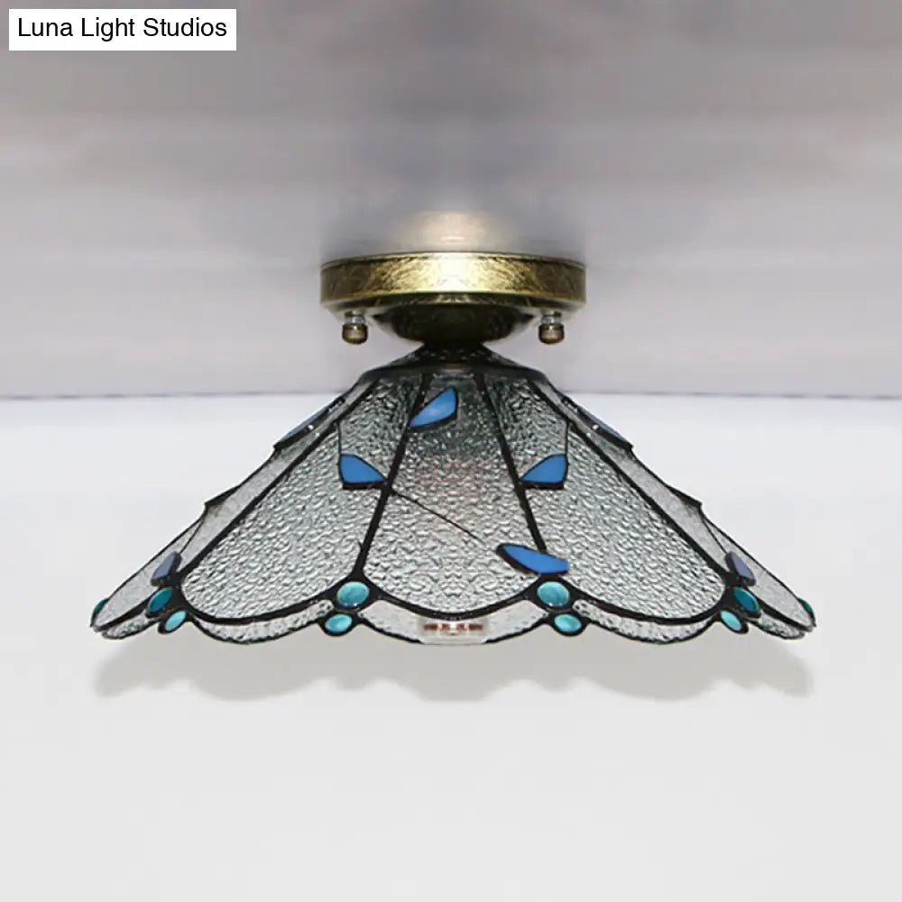 DecorBites™ DecorBites™ Tiffany Style Nautical Stained Glass Flush Light Fixture - Clear/White/Orange/Pink/Blue - for Hallway