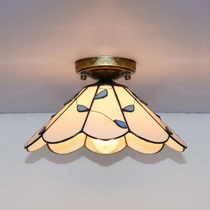 DecorBites™ DecorBites™ Tiffany Style Nautical Stained Glass Flush Light Fixture - Clear/White/Orange/Pink/Blue - for Hallway