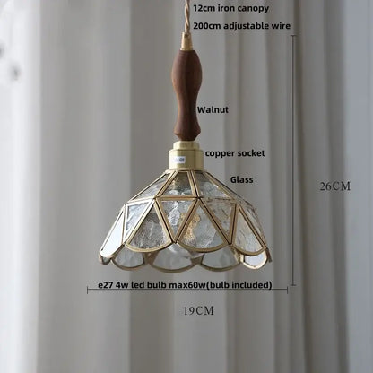 Tiffany style pink and peach butterfly glass flower led pendant lamp with walnut iron canopy and brass accents for bedroom decorbites butterfly glass
