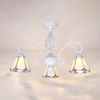 DecorBites™ DecorBites™ Tiffany Style Semi Flush Mount Light: 3/5-Light White/Blue/Sky Blue Shade for Living Room