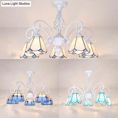 DecorBites™ DecorBites™ Tiffany Style Semi Flush Mount Light: 3/5-Light White/Blue/Sky Blue Shade for Living Room
