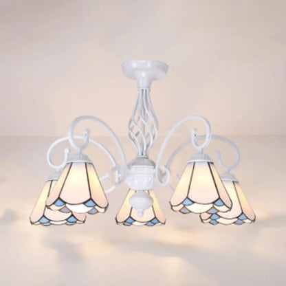 DecorBites™ DecorBites™ Tiffany Style Semi Flush Mount Light: 3/5-Light White/Blue/Sky Blue Shade for Living Room