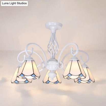 DecorBites™ DecorBites™ Tiffany Style Semi Flush Mount Light: 3/5-Light White/Blue/Sky Blue Shade for Living Room