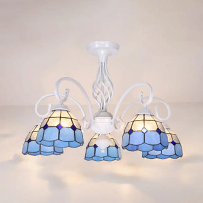 DecorBites™ DecorBites™ Tiffany Style Semi Flush Mount Light: 3/5-Light White/Blue/Sky Blue Shade for Living Room