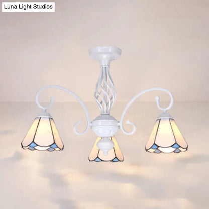 DecorBites™ DecorBites™ Tiffany Style Semi Flush Mount Light: 3/5-Light White/Blue/Sky Blue Shade for Living Room
