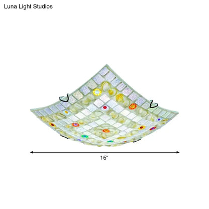 DecorBites™ DecorBites™ Tiffany Style Square Shell Flush Mount Ceiling Light with 3 Lights, White - Ideal for Kitchen (12"/16"/19.5" Wide)