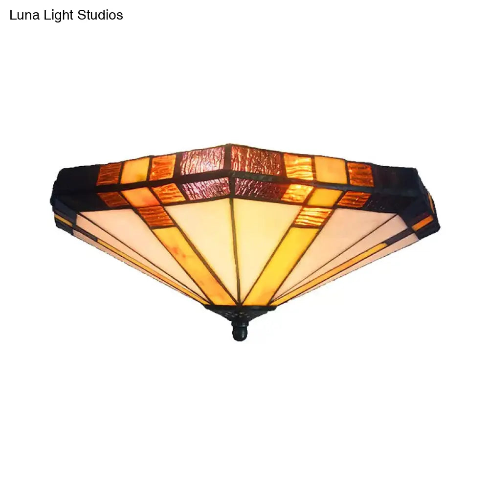 DecorBites™ DecorBites™ Tiffany Style Stained Glass Ceiling Light Fixture - Geometric Design with 3 Lights