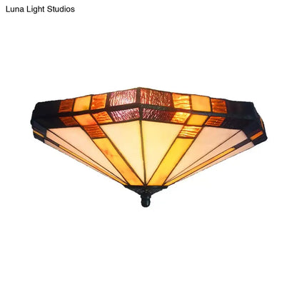 DecorBites™ DecorBites™ Tiffany Style Stained Glass Ceiling Light Fixture - Geometric Design with 3 Lights