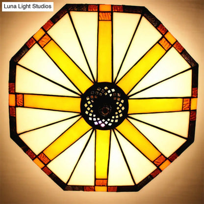 DecorBites™ DecorBites™ Tiffany Style Stained Glass Ceiling Light Fixture - Geometric Design with 3 Lights