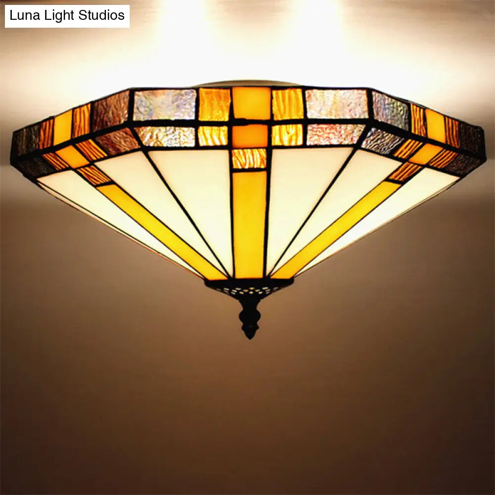 DecorBites™ DecorBites™ Tiffany Style Stained Glass Ceiling Light Fixture - Geometric Design with 3 Lights
