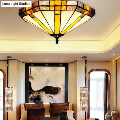 DecorBites™ DecorBites™ Tiffany Style Stained Glass Ceiling Light Fixture - Geometric Design with 3 Lights