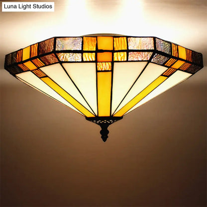 DecorBites™ DecorBites™ Tiffany Style Stained Glass Ceiling Light Fixture - Geometric Design with 3 Lights