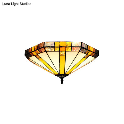 DecorBites™ DecorBites™ Tiffany Style Stained Glass Ceiling Light Fixture - Geometric Design with 3 Lights