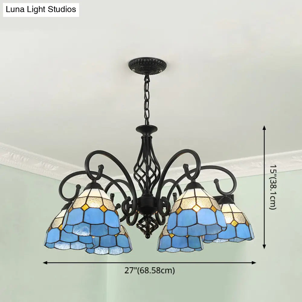 Tiffany Style Stained Glass Chandelier for Living Room with Adjustable Chains