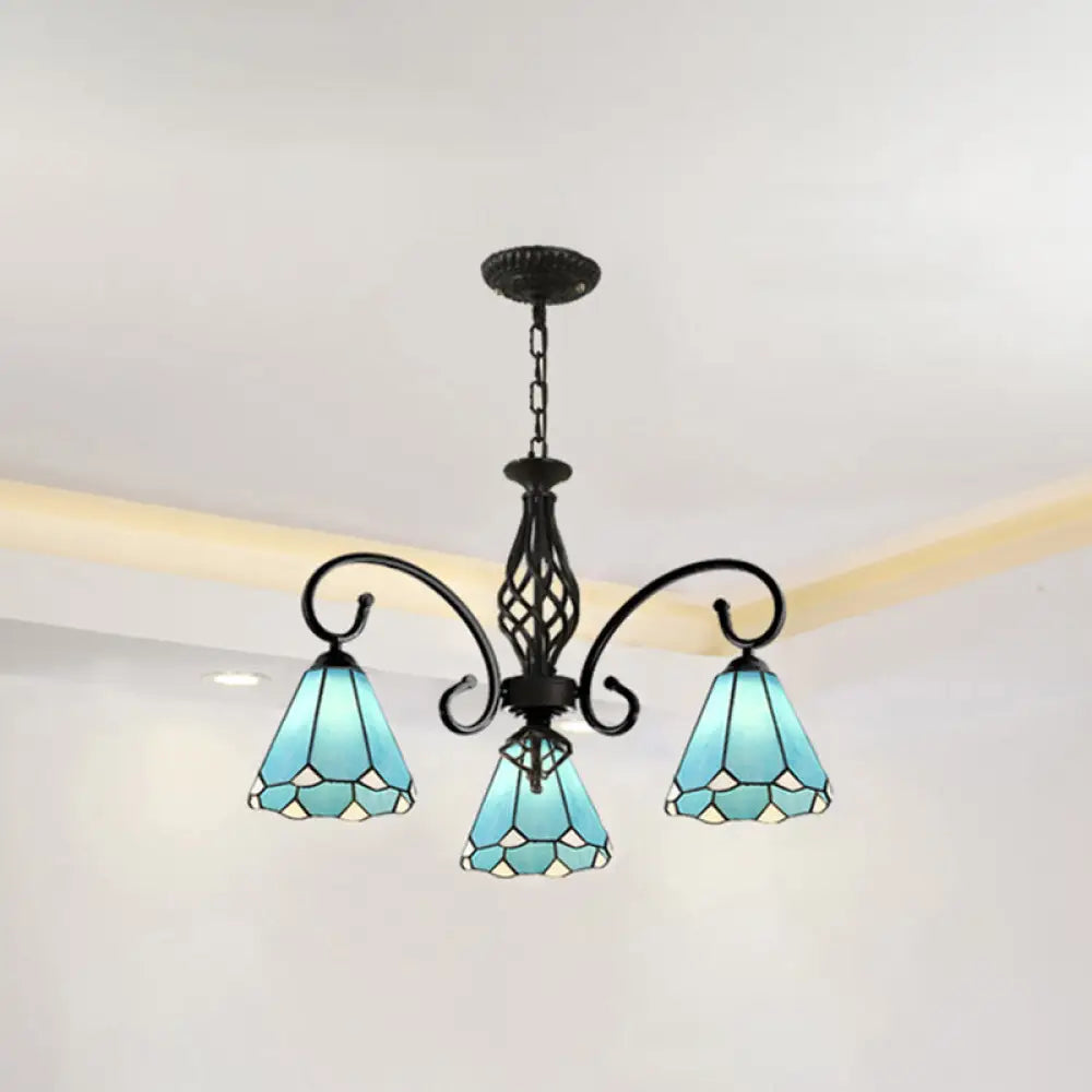 Tiffany Style Stained Glass Chandelier for Living Room with Adjustable Chains