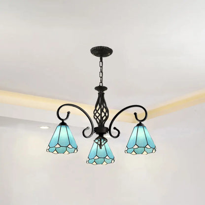 Tiffany Style Stained Glass Chandelier for Living Room with Adjustable Chains