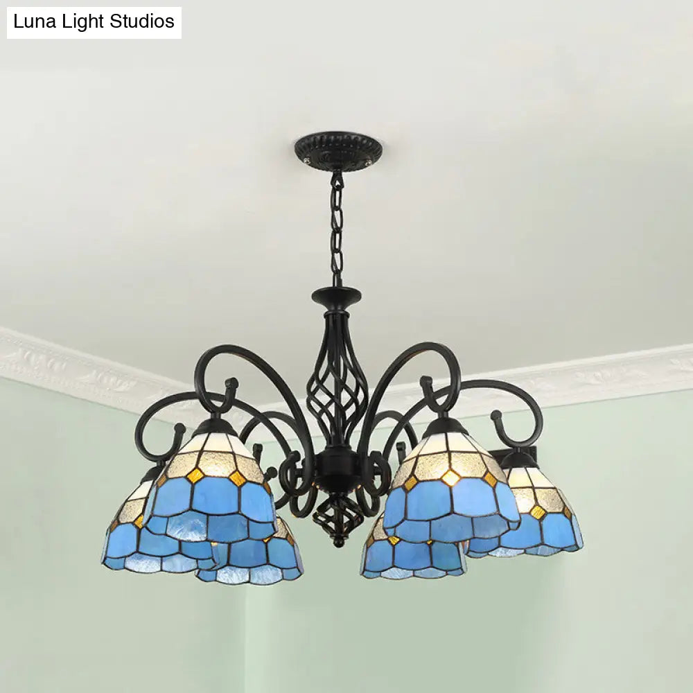 Tiffany Style Stained Glass Chandelier for Living Room with Adjustable Chains