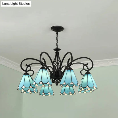 Tiffany Style Stained Glass Chandelier for Living Room with Adjustable Chains