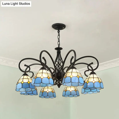 Tiffany Style Stained Glass Chandelier for Living Room with Adjustable Chains