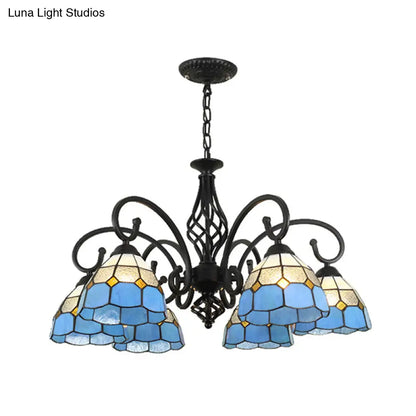 Tiffany Style Stained Glass Chandelier for Living Room with Adjustable Chains