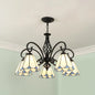 Tiffany Style Stained Glass Chandelier for Living Room with Adjustable Chains