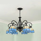 Tiffany Style Stained Glass Chandelier for Living Room with Adjustable Chains