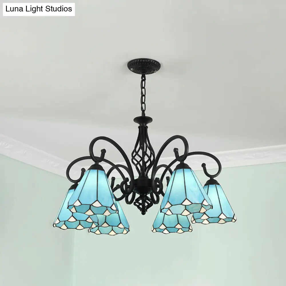 Tiffany Style Stained Glass Chandelier for Living Room with Adjustable Chains