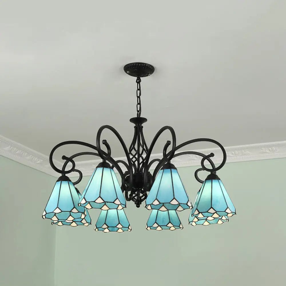 Tiffany Style Stained Glass Chandelier for Living Room with Adjustable Chains