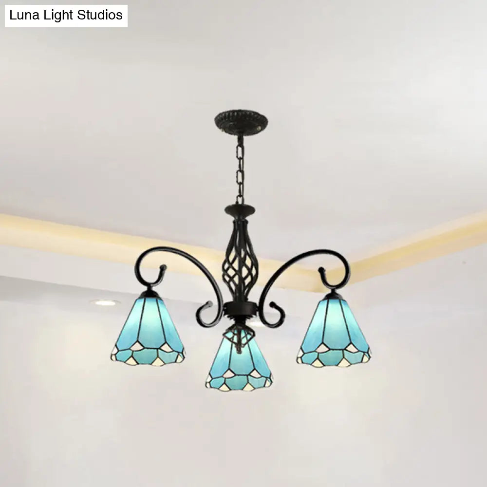 Tiffany Style Stained Glass Chandelier for Living Room with Adjustable Chains