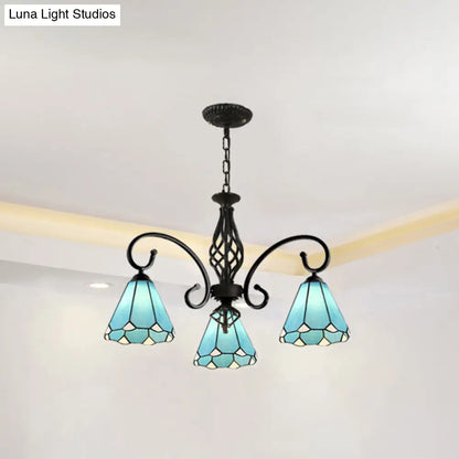 Tiffany Style Stained Glass Chandelier for Living Room with Adjustable Chains