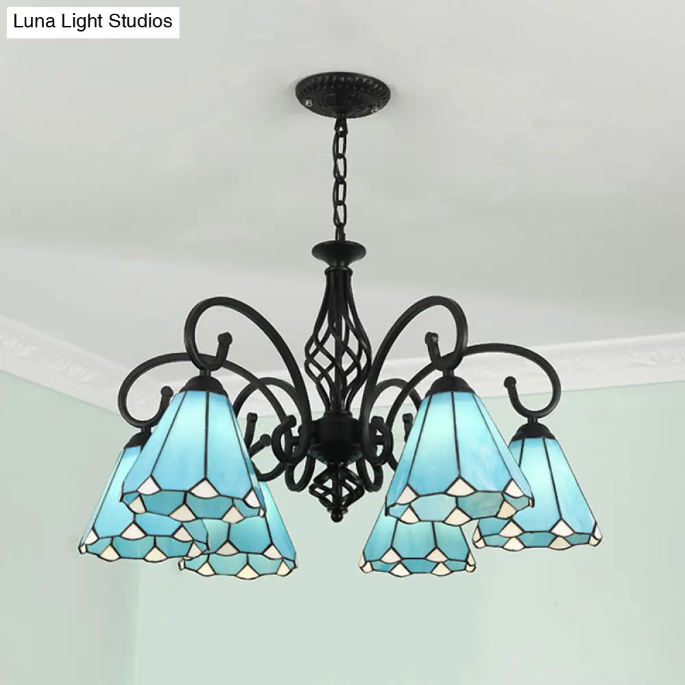 Tiffany Style Stained Glass Chandelier for Living Room with Adjustable Chains