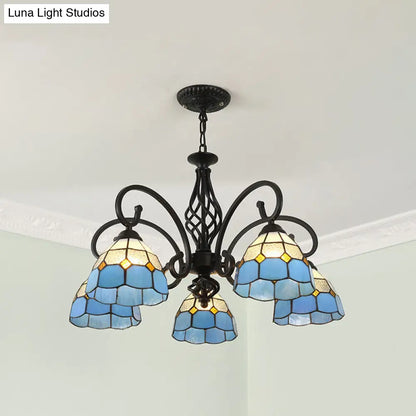 Tiffany Style Stained Glass Chandelier for Living Room with Adjustable Chains