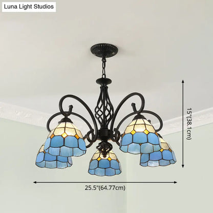 Tiffany Style Stained Glass Chandelier for Living Room with Adjustable Chains