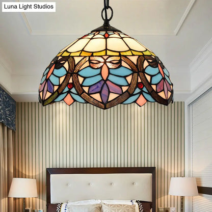 Tiffany Style Stained Glass Hanging Lamp: Colorful Pendant for Dining Room