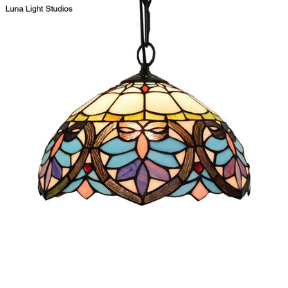 Tiffany Style Stained Glass Hanging Lamp: Colorful Pendant for Dining Room