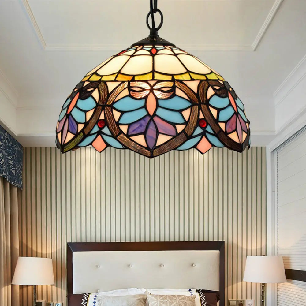 Tiffany Style Stained Glass Hanging Lamp: Colorful Pendant for Dining Room