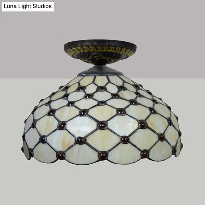 DecorBites™ DecorBites™ Tiffany-Style Stained Glass Jeweled Ceiling Light in Bronze Flush Mount, Multiple Sizes Available