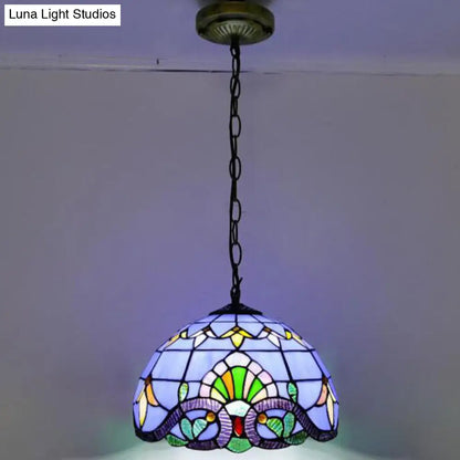 Tiffany-Style Stained Glass Pendant Light: Elegant 1-Light Hanging Lamp for Dining Room